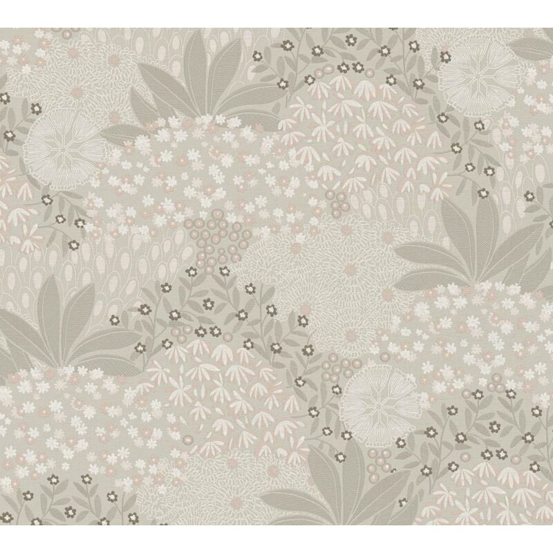 Flowers wallcovering wall Profhome 387402 hot embossed non-woven wallpaper slightly textured with floral pattern matt beige grey pink 5.33 m2 (57 ft2)