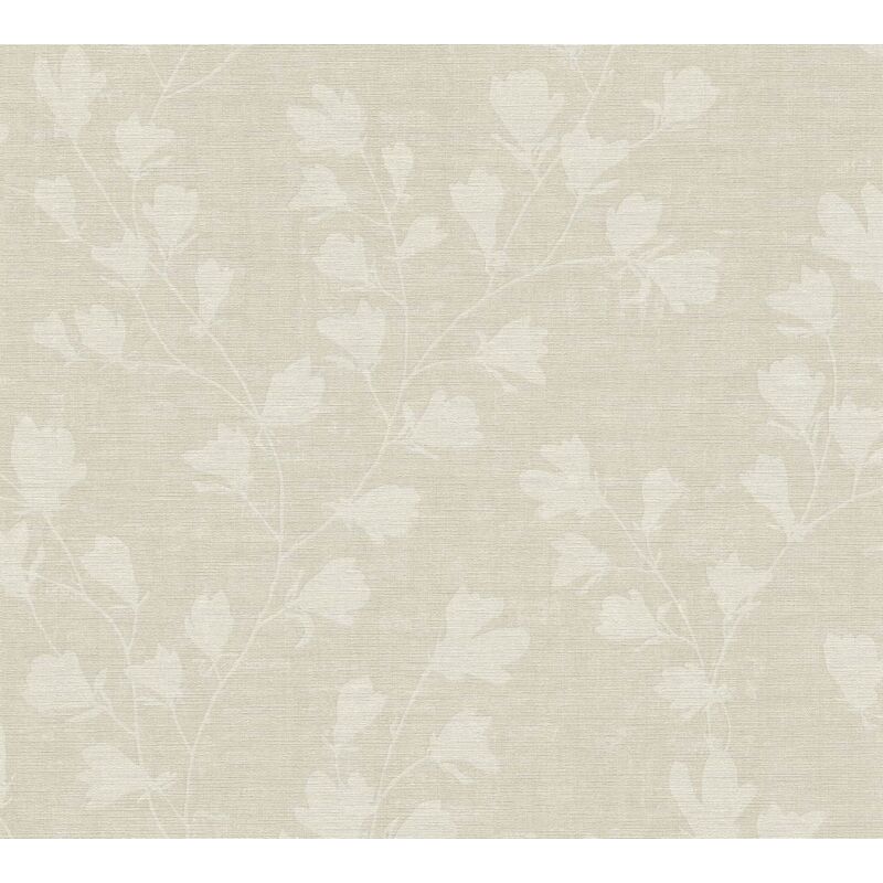 Flowers wallcovering wall Profhome 387474 hot embossed non-woven wallpaper slightly textured with floral ornaments matt beige grey taupe 5.33 m2 (57