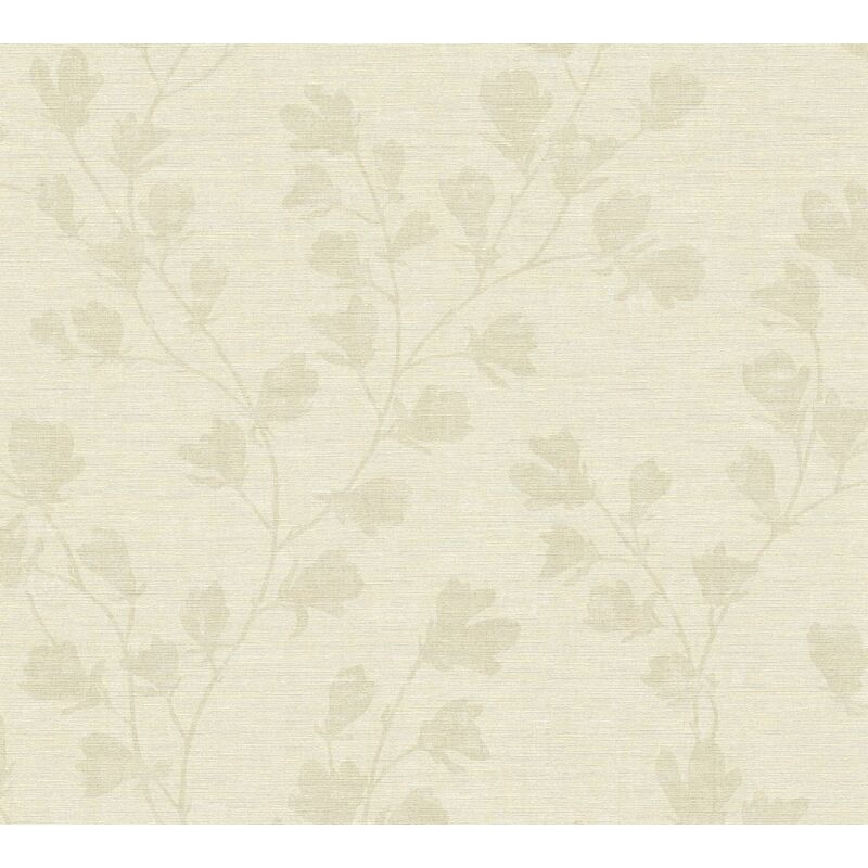 Flowers wallcovering wall Profhome 387475 hot embossed non-woven wallpaper slightly textured with floral ornaments matt cream grey 5.33 m2 (57 ft2)