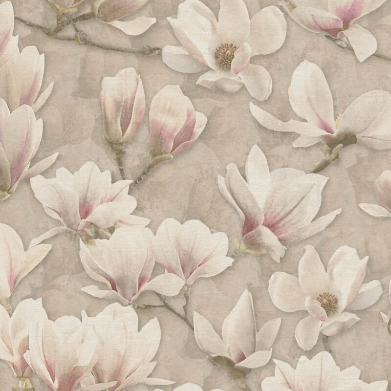 Flowers Wallcovering Wall Profhome 396101 Hot Embossed Non-woven Wallpaper Slightly Textured With Floral Ornaments Matt Brown Pink White 5.33 M2