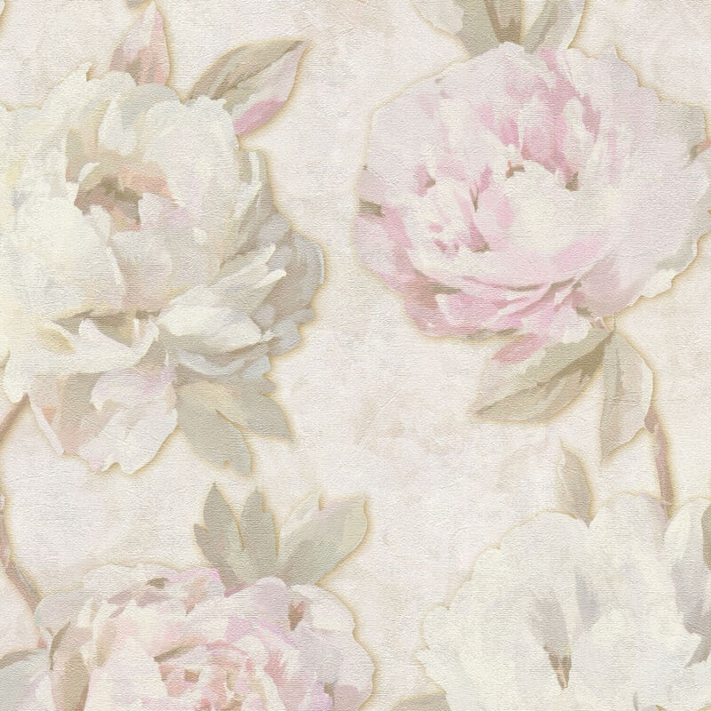 Flowers Wallcovering Wall Profhome 791671 Hot Embossed Non-woven Wallpaper Slightly Textured With Floral Ornaments Matt Cream Pink Pale Green Beige 5,