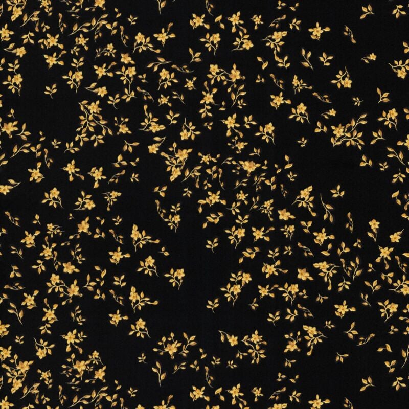 Profhome - Flowers wallcovering wall 935854 non-woven wallpaper slightly textured with floral pattern shiny black gold 7.035 m2 (75 ft2)