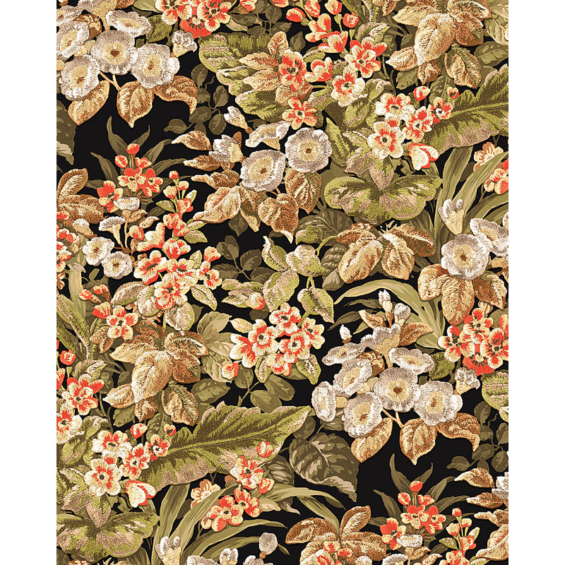 Flowers wallcovering wall Profhome BA220023-DI hot embossed non-woven wallpaper embossed with floral pattern matt green yellow olive brown green reed