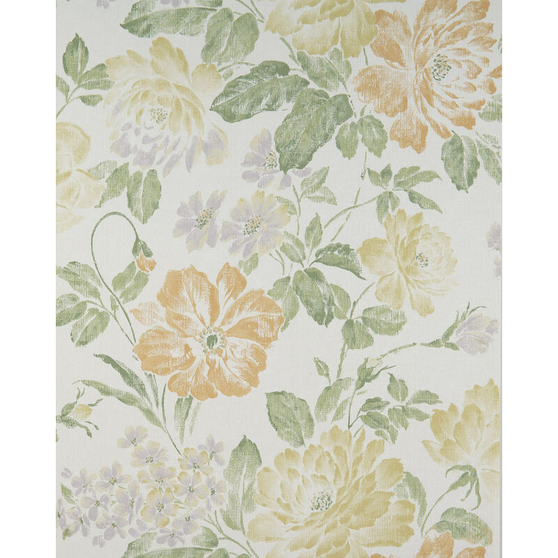 Flowers wallcovering wall Profhome BV919081-DI hot embossed non-woven wallpaper textured with floral pattern matt cream green beige sand yellow fern