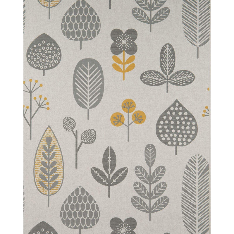 Profhome - Flowers wallcovering wall BV919086-DI hot embossed non-woven wallpaper textured country style matt grey silver yellow 5.33 m2 (57 ft2)