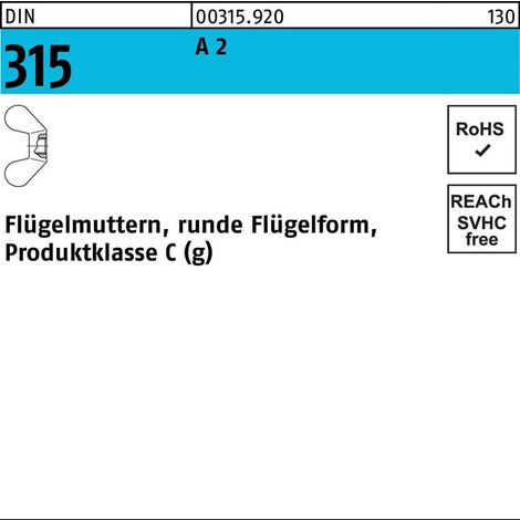 Flügelmutter DIN 315 runde FormM16 A 2 10 Stück