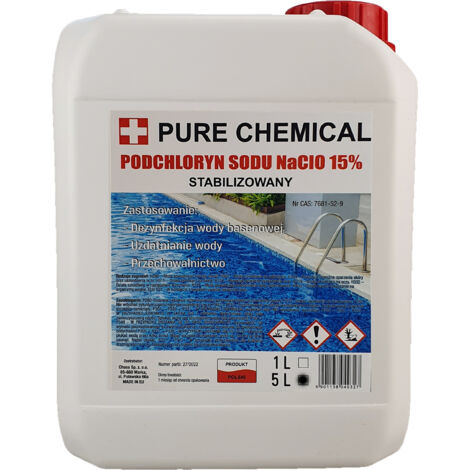 Flüssigchlor 15% - 5 Liter - Hochwertige Desinfektion - für Wasser und Holz