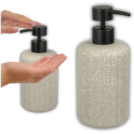 Flüssigseifenspender 450 ml, Keramik, Braun, mit schwarzer Pumpe, Peru