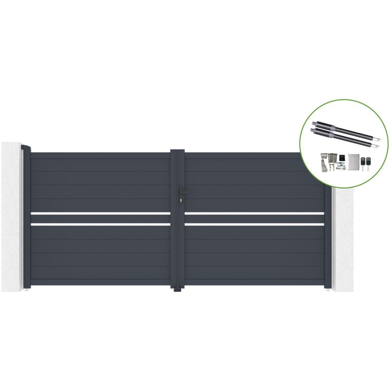 Casanoov - Portail battant 3,5m cimone H.160cm alu + motorisation ranger B150