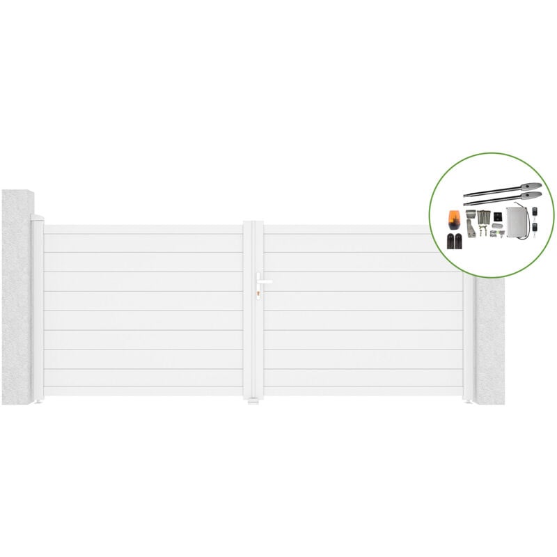 Portail battant 3,5m eiger H.140cm alu blanc + motorisation tanker B250