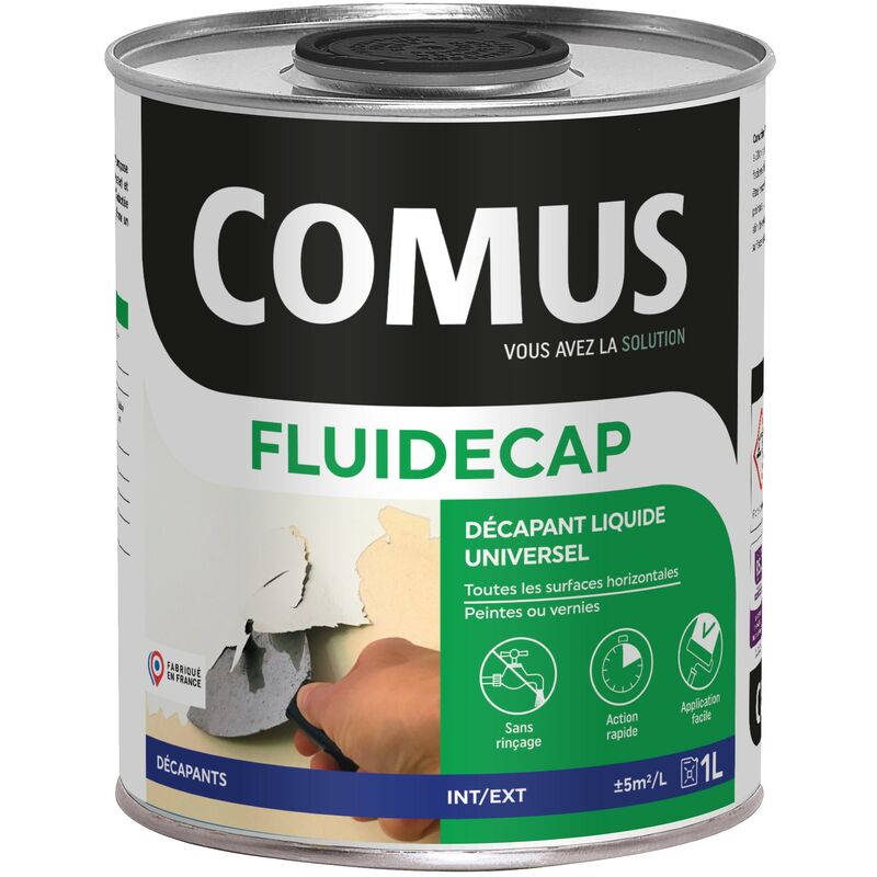 Comus - fluidecap 1L - Décapant liquide. pour lasures. vernis et peintures incolore