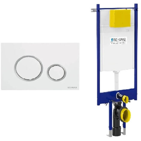 FLUIDMASTER Placca Vela bianco con anello cromo lucido + Modulo autoportante per wc sospeso duplo 199 codice prod: P47-0201-0250 T02-2116-0250