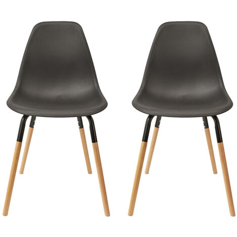FLUK - Lot de 2 Chaises Polypropylène Noir et Bois
