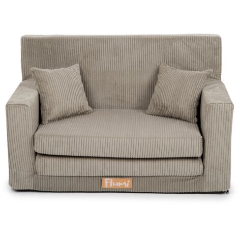 Flumi Canapé Enfant Convertible 3in1 Lit d Appoint Enfant - Mini Canapé avec nom de l'enfant - Mousse Chauffeuse Enfant avec Fonction Lit beige
