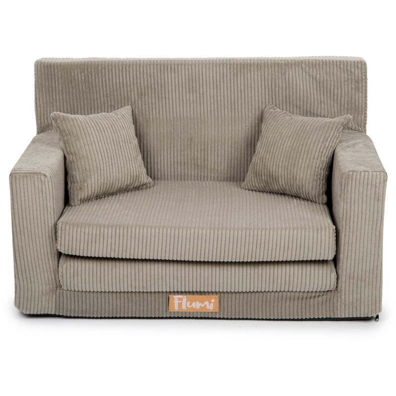 Flumi - Canapé Enfant Convertible 3in1 Lit d Appoint Enfant - Mini Canapé avec nom de l'enfant - Mousse Chauffeuse Enfant avec Fonction Lit beige