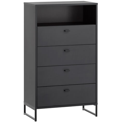 Flur Highboard JULBACH-80 in schwarzmatt, B/H/T: ca. 60,2/103,9/33,05 cm