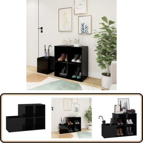Flur-Schuhschrank Hochglanz-Schwarz 105x35,5x70cm Holzwerkstoff - Flur-Schuhschrank - Schuhschrank - Holzwerkstoffmöbel - Garderobe - Schrank