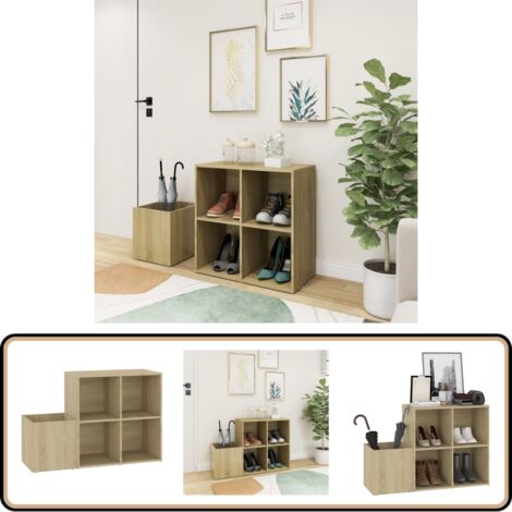 Flur-Schuhschrank Sonoma Eiche 105x35,5x70 cm Holzwerkstoff - Flur-Schuhschrank - Schuhschrank - Holzwerkstoffmöbel - Schuhorganisation - Garderobe