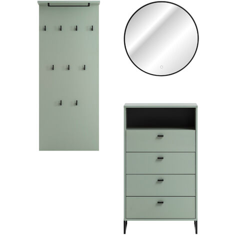 Flur Set inkl. Spiegel mit LED-Hintergrundbeleuchtung JULBACH-80 in Pistazie, B/H/T: ca. 125,2/200/33,05 cm