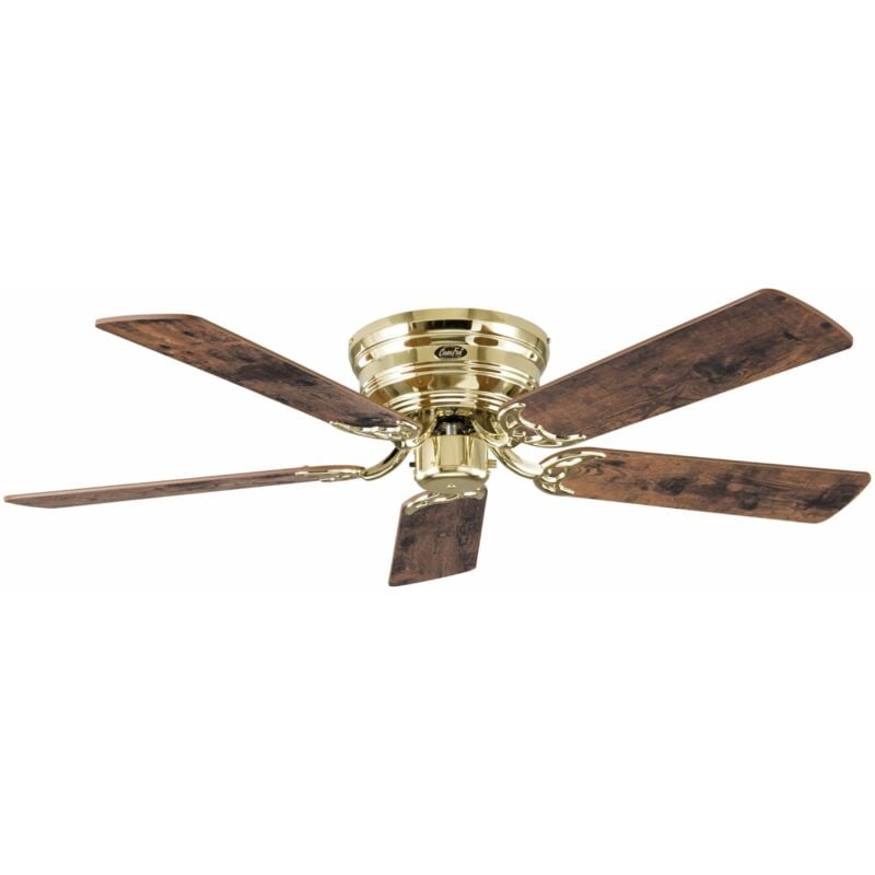 Flush Mount Ceiling Fan Classic Flat iii Polished Brass 132