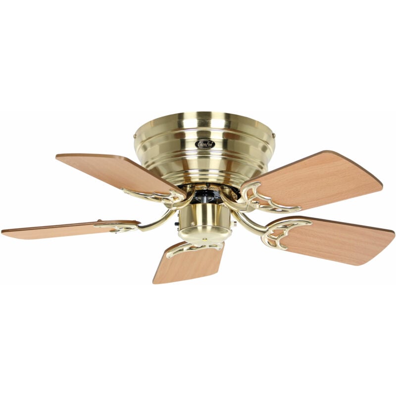 Casafan - Flush Mount Ceiling Fan Classic Flat iii Brushed Brass 75