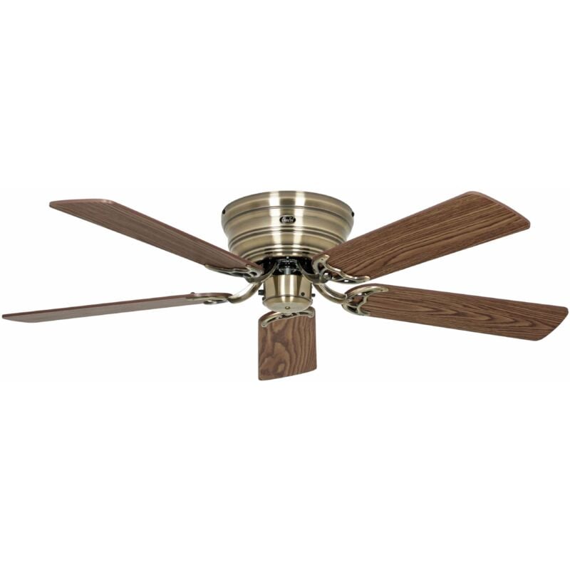 Flush Mount Ceiling Fan Classic Flat III Antique Brass 132