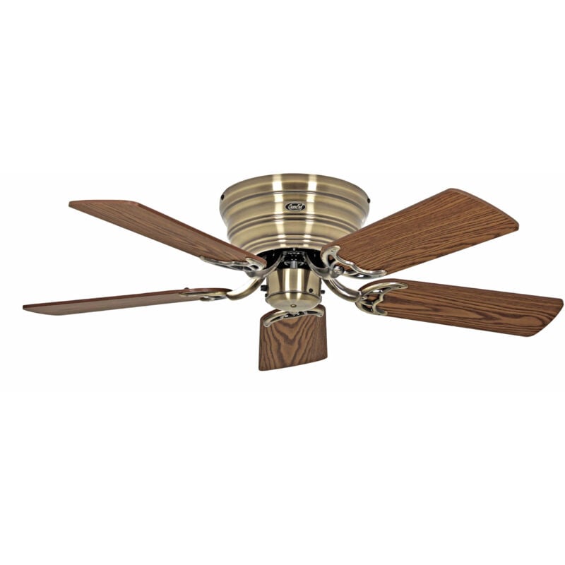 Flush Mount Ceiling Fan Classic Flat iii Antique Brass 103