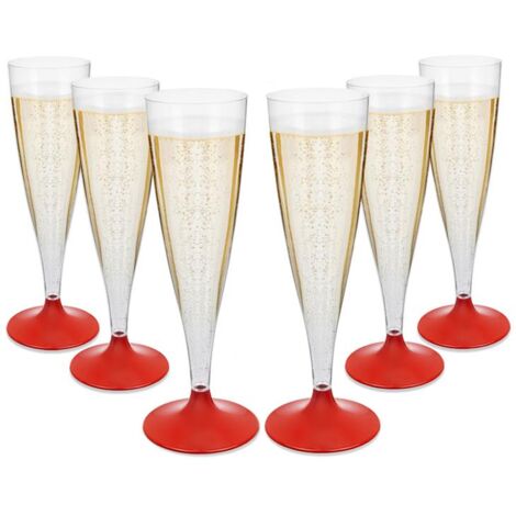FLUTE BICCHIERI IN PLASTICA 6 PEZZI REALIZZATI COLORE ROSSO