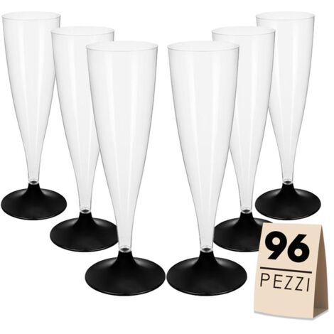 FLUTE SET 96 PZ CON BASE NERA IN CONFEZIONE DA 6 PEZZI L'UNA REALIZZATI IN PLASTICA