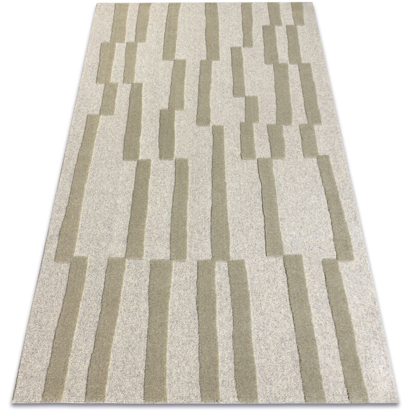 FLUX 461.109.SA401 wool carpet OSTA - Geometric, structural, loft grey / green green 160x230 cm