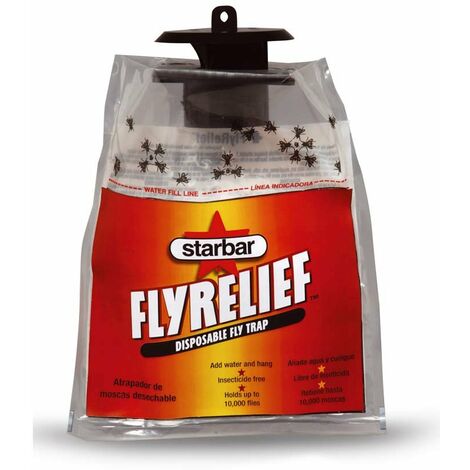 FLY RELIEF piège à mouches jetable pour les mouches et les insectes volants avec attractif inclus.