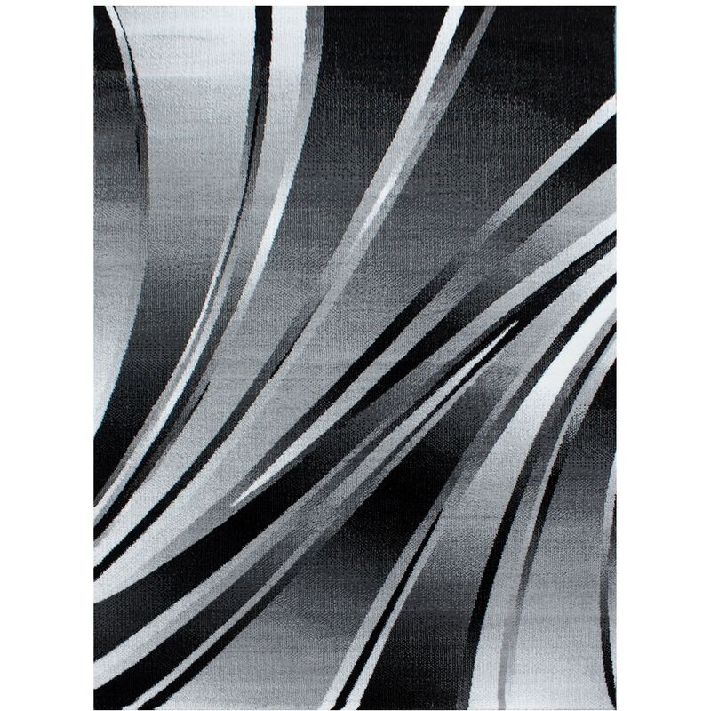 FLY - Tapis moderne à bandes graphiques (Noir - 160x230cm)