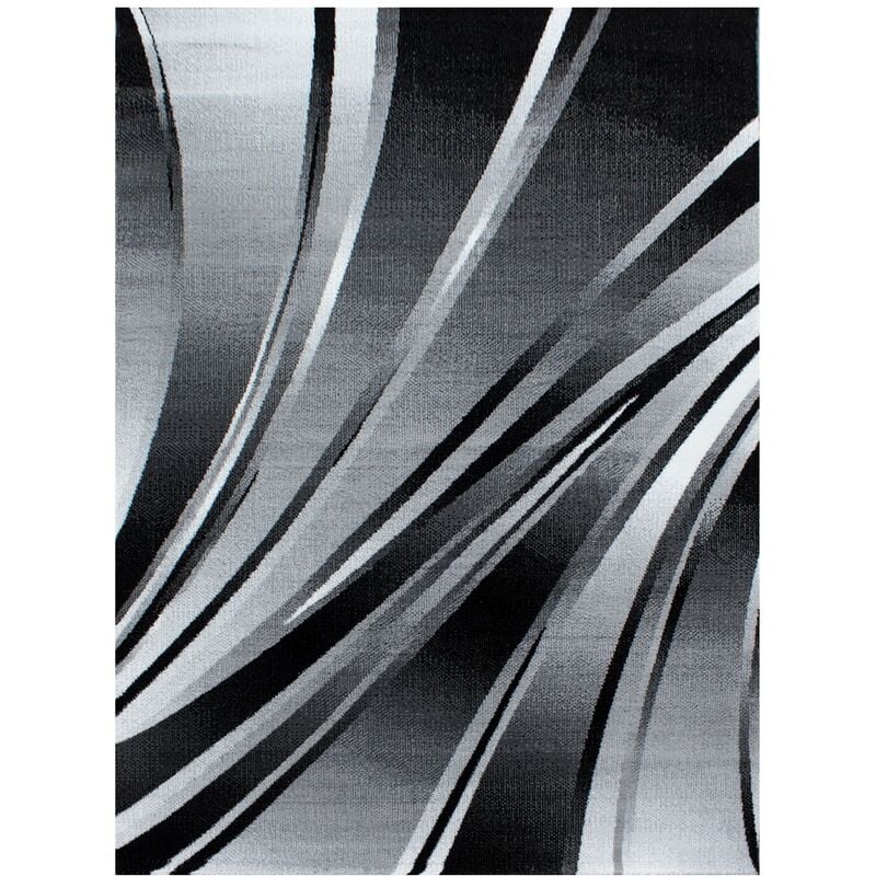FLY - Tapis moderne à bandes graphiques (Noir - 120x170cm)