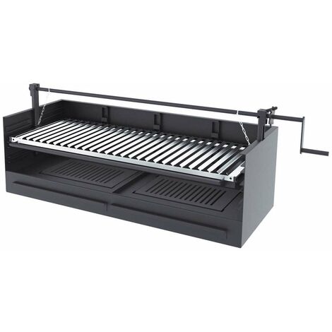 Fm Calefaccion – Barbecue portable au charbon et bois 100 cm – Grille en inox – Élevateur pour cuisson optimale – Surface de cuisson 93,8x36,5cm