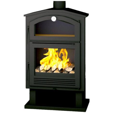 Fm Calefaccion – Poêle à bois 9,5 kW avec four – Double combustion pour rendement optimal – Acceptant bûches jusqu'à 65 cm – Volume de chauffe 260 m³