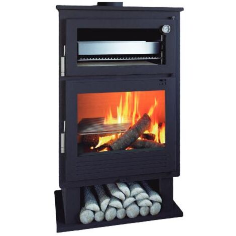 Fm Calefaccion – Poêle à bois en acier 9,5 kW – Double combustion – Rendement 81% – Volume de chauffe 260 m³ – Bûches jusqu'à 50 cm