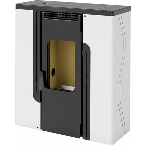 Fm Calefaccion – Poêle à granulés canalisable 12kW blanc – Évacuation des fumées Ø80mm – Afficheur digital – Programmateur hebdomadaire – ECO DESIGN 2022
