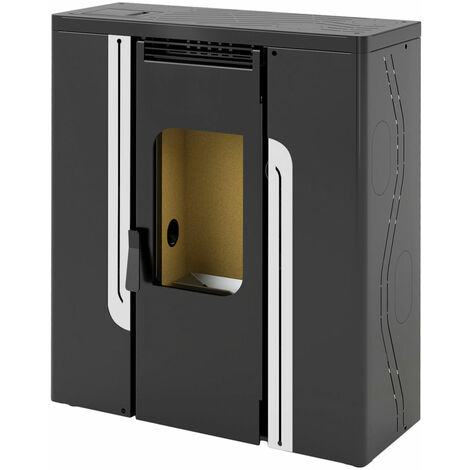 Fm Calefaccion – Poêle à granulés canalisable 12kW noir – Évacuation des fumées Ø80mm – Afficheur digital – Programmateur hebdomadaire – Capacité trémie 23L
