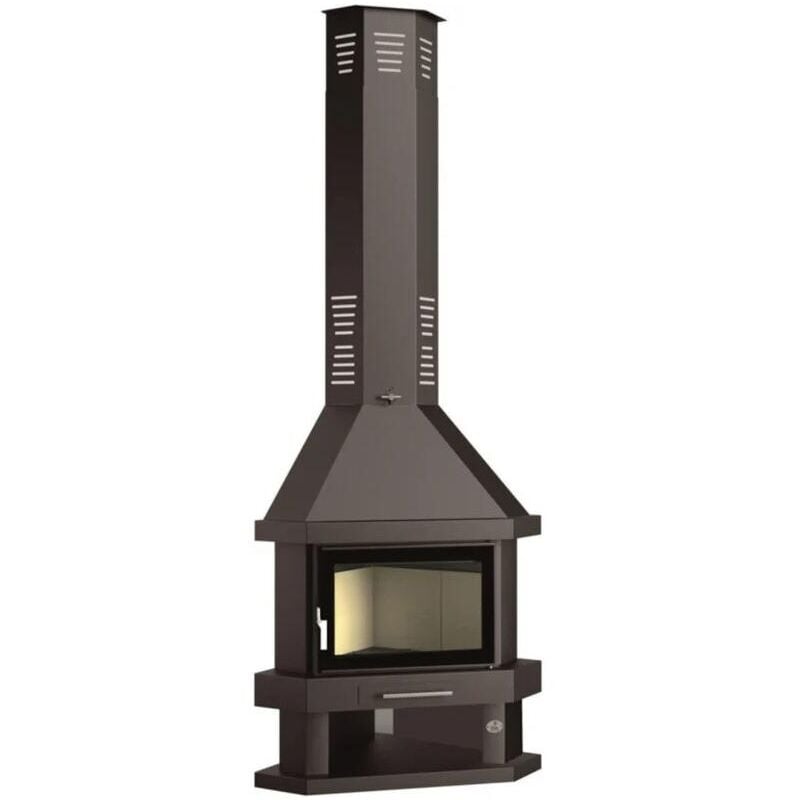 Poêle à bois cheminée d'angle - FIREMATIC Arizona 10.4 kW Porte fonte - avec vitre sérigraphiée