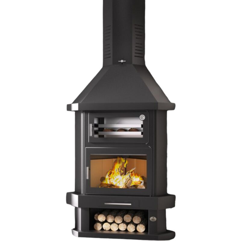 Cheminée d'angle avec four - firematic New York 10.4 kW