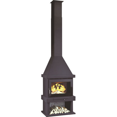 FM Cheminée métallique C-300 TFK 11kW porte et foyer en fonte, turbo et verre sérigraphié
