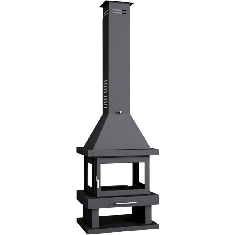 Fm Biomasa - Poêle à bois cheminée 4 faces - firematic Kingston 10.4 kW Porte fonte - sans vitre sérigraphiée