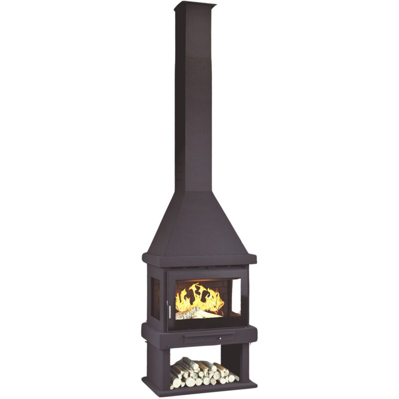 Fm Biomasa - Poêle à bois cheminée 3 faces - firematic Indiana 10.5 kW Sans kit ventilation