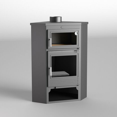 FM Estufa de leña acero M-105H 11kW con puerta en hierro y horno
