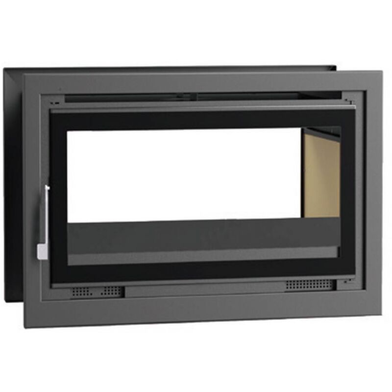 Fm Biomasa - Insert a bois en acier, double face, verre serigraphie - couleur noir - Made in Spain