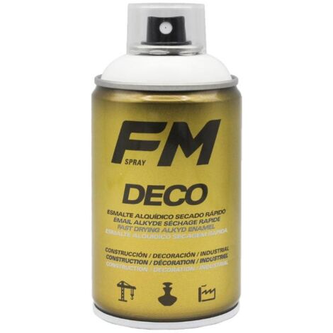 FM pintura spray deco blanco satinado 9016 250ml bote , Pintura en spray Deco blanco satinado FM Pintura alquídica de secado rápido indicada tanto para bricolaje, industria, co