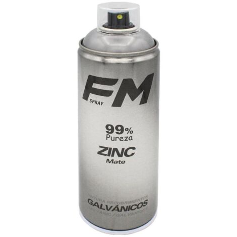 FM SPRAY FM pintura spray zinc mate 400ml bote , Pintura en spray zinc mate FM Esmalte acrílico con partículas en disposición de zinc y aluminio Alta protección catódica sobre super