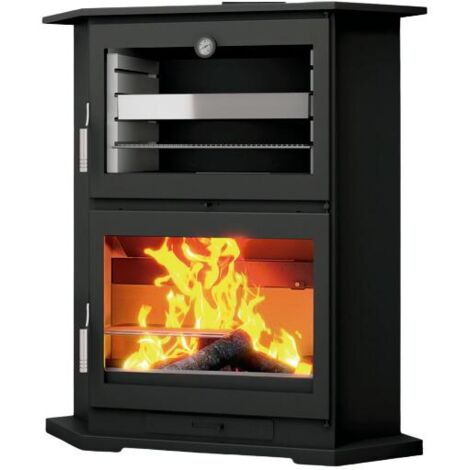 FM Poêle à bois d'angle en acier CH-9 R 11kW avec four inox