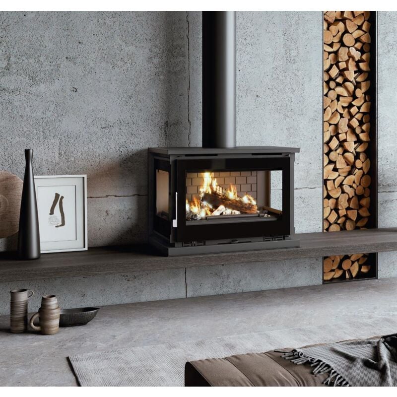 Fm Calefaccion - Poêle à bois ventilé 3 faces - firematic Montréal 13 kW Foyer en fonte
