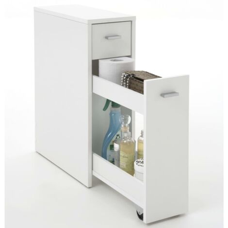FMD 930-001 - Mobile Multiuso, Materiale Truciolare/Melamina/Legno, Bianco, 20 x 45 x 61 cm